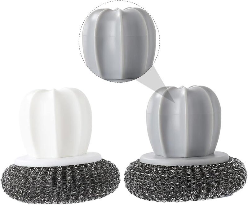 2Pcs Cactus Design Dish Brush Set Non Slip Handle Kitchen Scrubber Random Color - Image 3